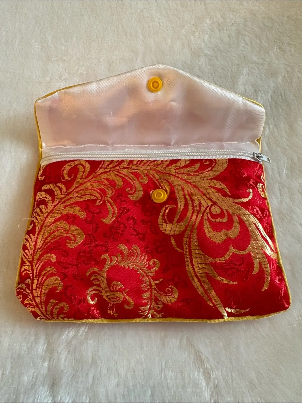 Red Floral Brocade jewelry pouches Envelope Clutch style -
